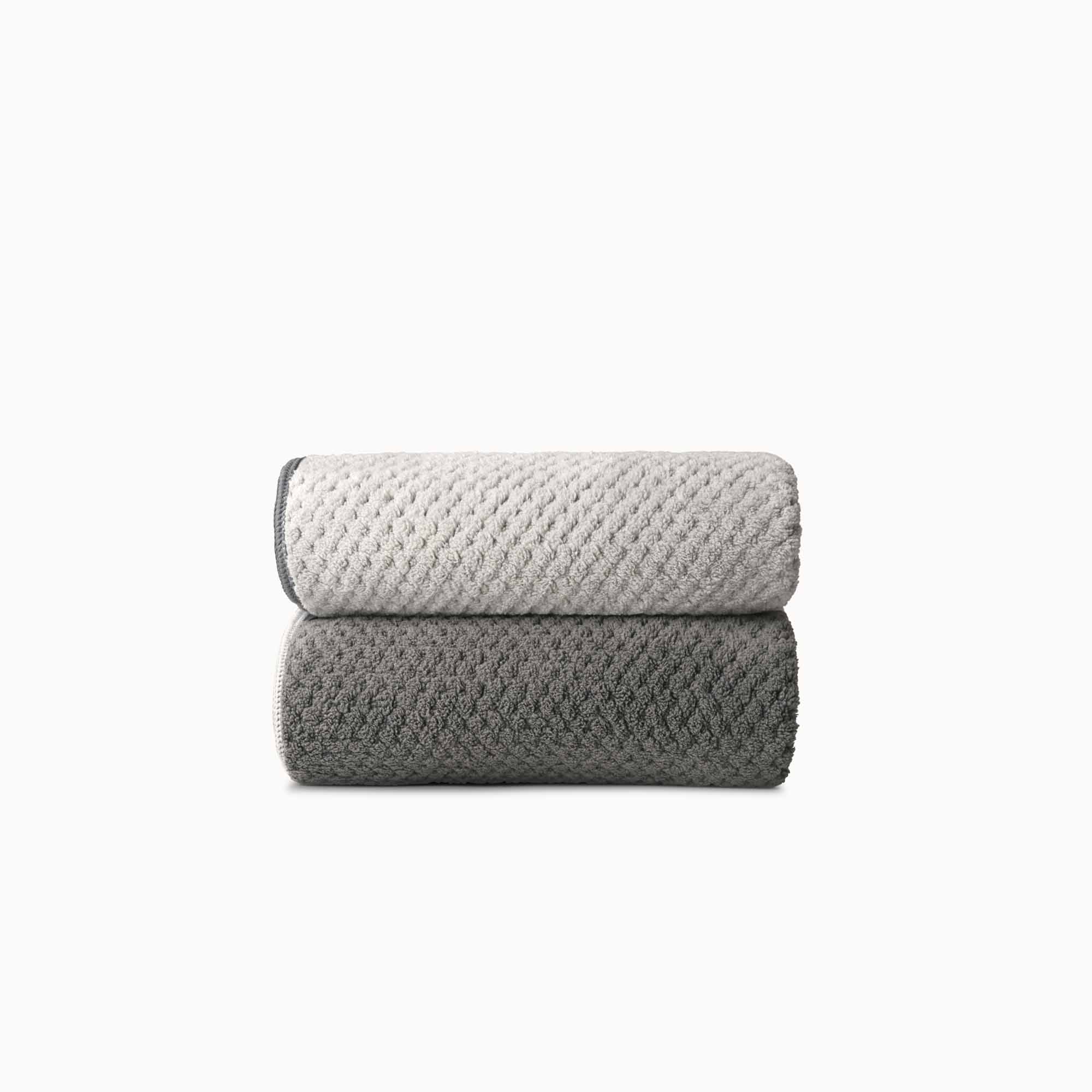Mikrofaser Gesichts-Handtuch – 2er Set – Dark Grey &amp; Dove Grey